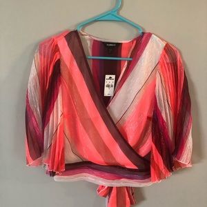 Express kimono sleeve surplise wrap blouse